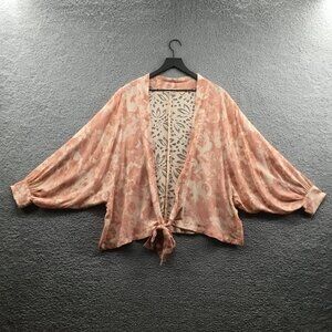 Bloomfield Lace Back‎ Open Front Cardigan Peach M